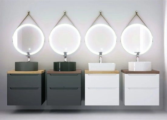 Мебель для ванной Jorno Wood 60, белая, светлая столешница