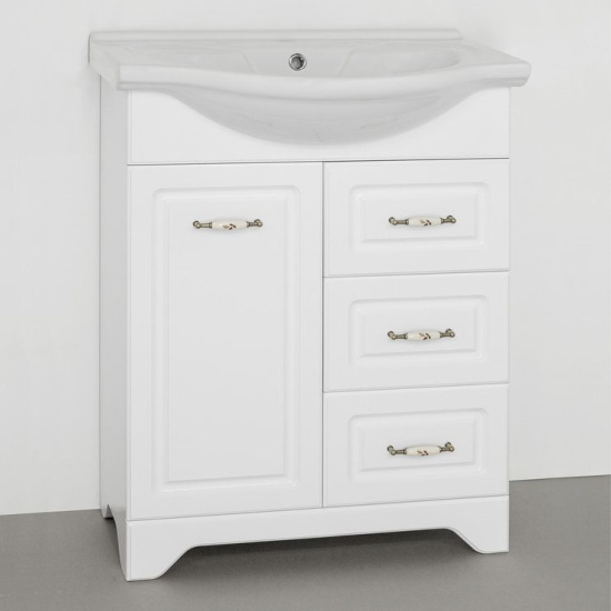 Мебель для ванной Style Line Олеандр-2 65 Люкс 3 ящика, белая
