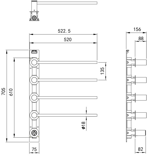 Полотенцесушитель электрический Wonzon & Woghand München WW-A354-BG