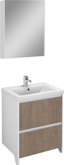 Тумба с раковиной Velvex Klaufs 60.2Y белая, шатанэ, напольная