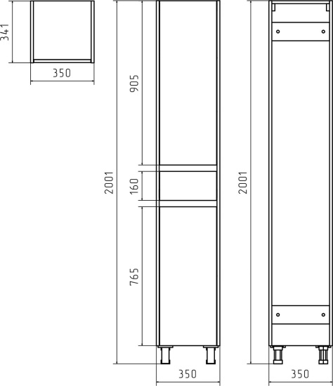 Шкаф-пенал Misty Алиса 35 L белый, с ящиком