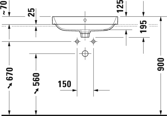 Мебель для ванной с раковиной Duravit Happy D.2 Plus 60: столешница 120, дуб карпентер, без отверстий + тумба 80