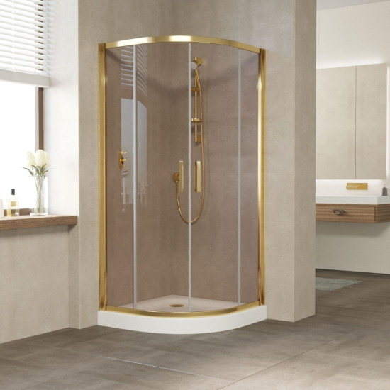 Душевой уголок Vegas Glass ZS 100 09 05 профиль золото, стекло бронза