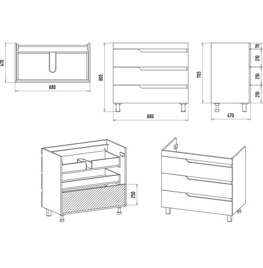 Тумба с раковиной Misty Софт 90 напольная, белая эмаль