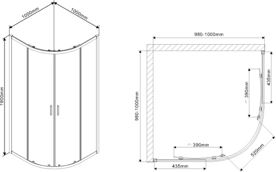 Душевой уголок Vincea Scala VSQ-2SC100CL 100x100, профиль хром, стекло прозрачное