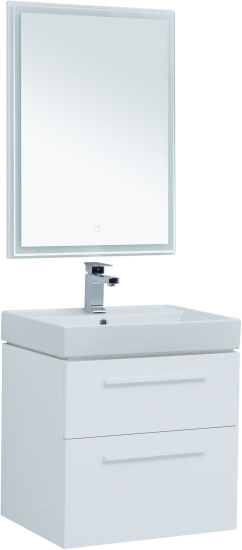 Тумба с раковиной Aquanet Nova 60 2 ящика, белый глянец