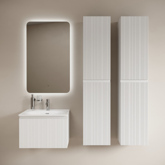 Тумба с раковиной Sancos Code 60 подвесная, белая матовая, раковина белая