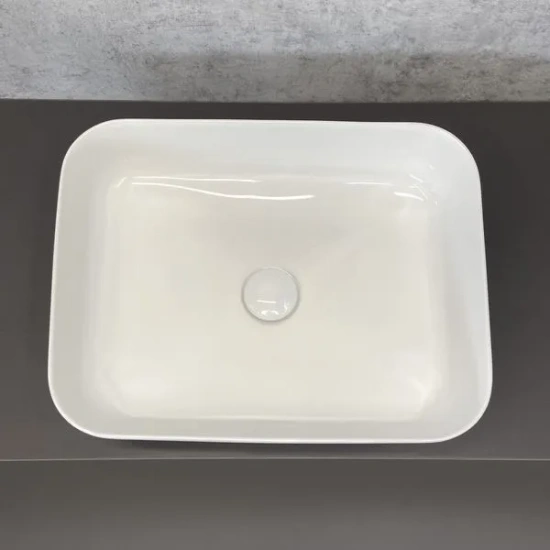 Тумба с раковиной Comforty Милан 90 белый глянец, столешница серая