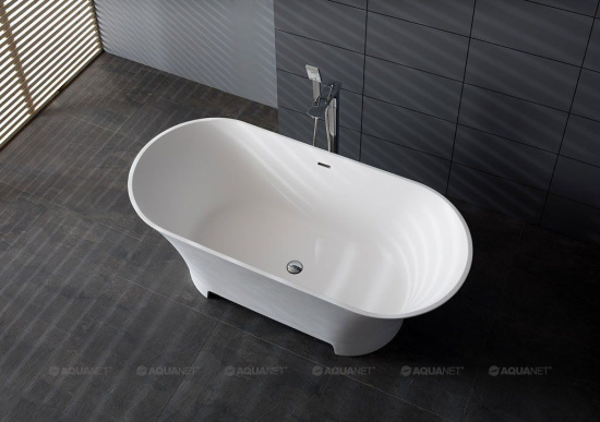Ванна из искусственного камня Aquanet Bloom Ellipse TC-S92 165x75 см. глянцевая