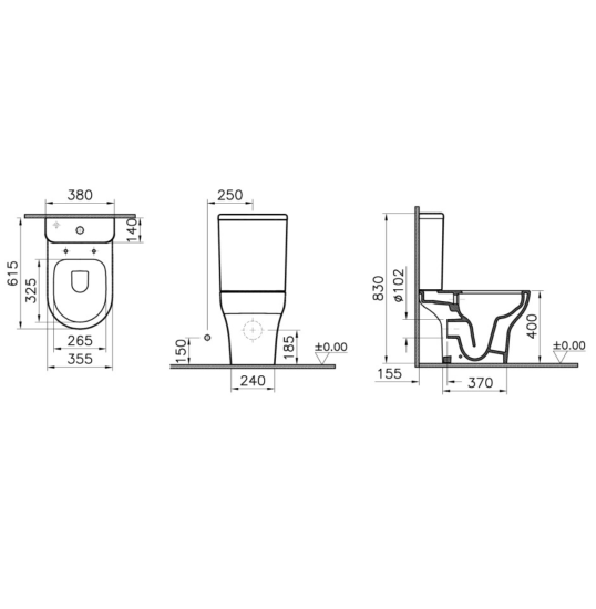 Унитаз-компакт VitrA Zentrum Open-back 9012B003-7209