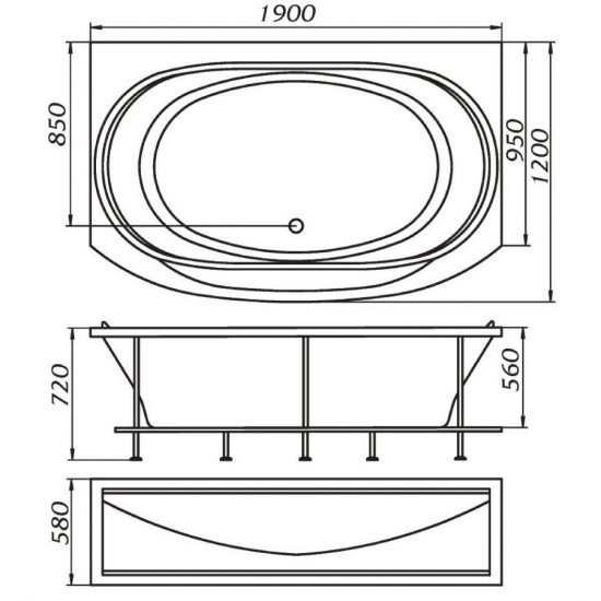 Акриловая ванна 1MarKa Sirakusa 190 см