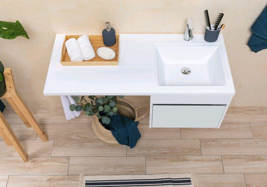 Тумба с раковиной Aquanet Токио 120 R белая подвесная, 1 ящик