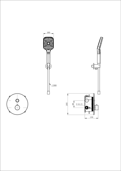 Смеситель для душа Wonzon & Woghand WW-D1017-A-MW с термостатом