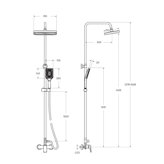 Душевая стойка BelBagno Due DOCM CRM хром