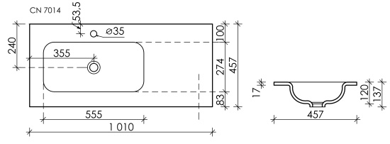 Мебельная раковина Sancos Element 101 L CN7014