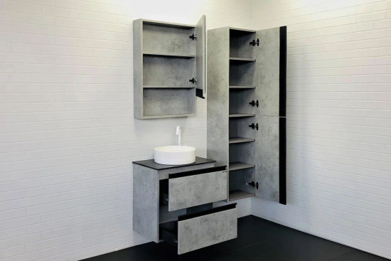 Мебель для ванной Comforty Эдинбург 60-2 подвесная, бетон светлый, раковина 9111