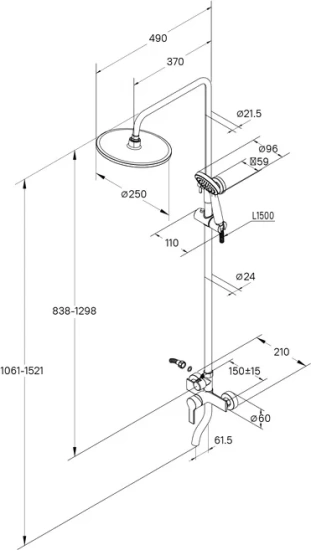 Душевая стойка Milardo Stripe STRSB1FM06