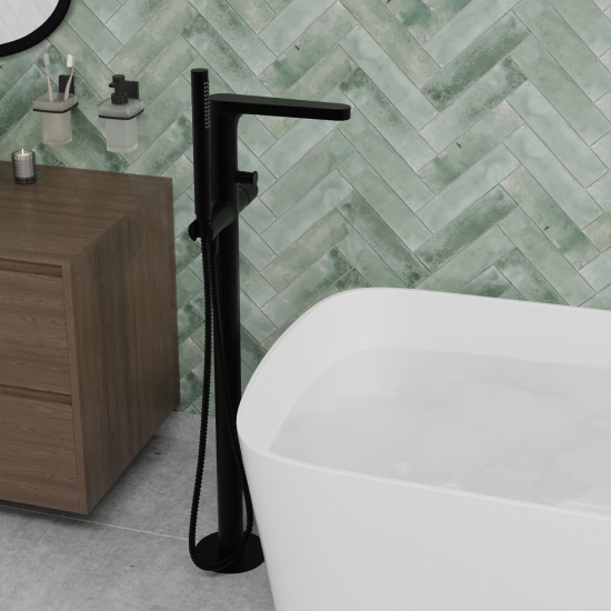 Напольный смеситель для ванны Wasserkraft Fulda 5221 черный soft-touch