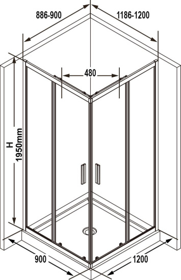 Душевой уголок Ravak BLSRV2K 120x90, профиль черный
