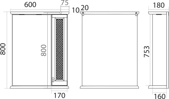 Зеркало Misty Вивьен 60 L, с подсветкой