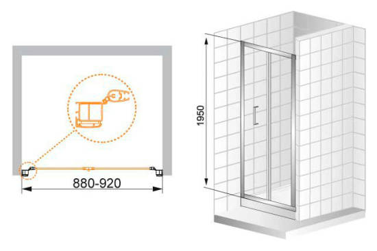 Душевая дверь в нишу Cezares ANIMA-W-BS-80-P-Cr