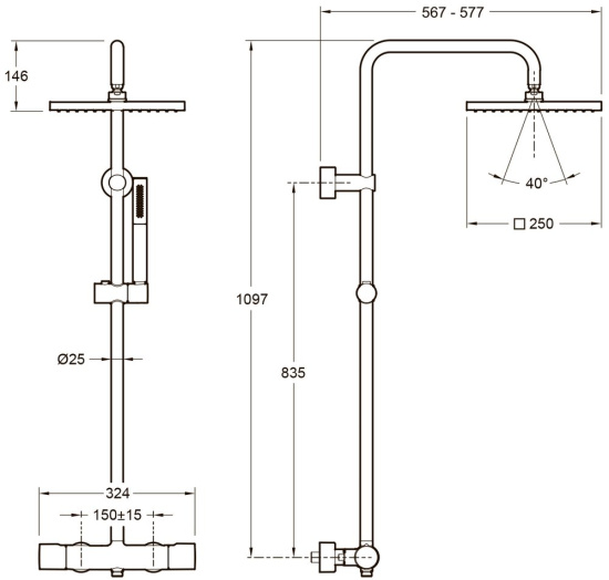 Душевая стойка Jacob Delafon Brigitte E32850-CP