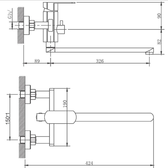 Смеситель для ванны Haiba HB22806 сталь