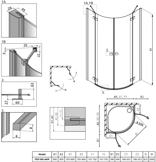 Душевой уголок Radaway Essenza New PDD 80х80