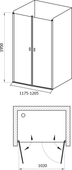 Душевая дверь в нишу Ravak CSDL2-120 Transparent, профиль блестящий