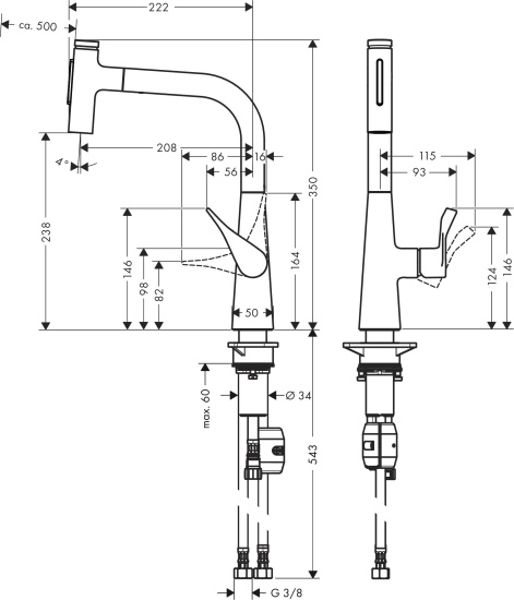 Смеситель для кухни Hansgrohe Metris Select M71 73822800 сталь