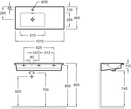 Мебель для ванной Jacob Delafon Madeleine 100 L белый блестящий