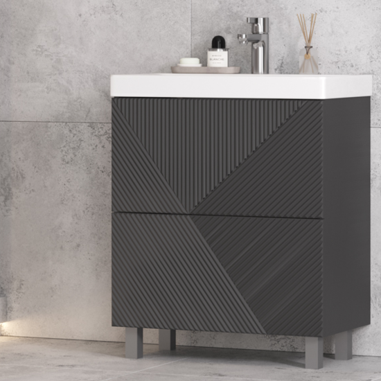 Тумба с раковиной Velvex Edge 60.2Y напольная, графит