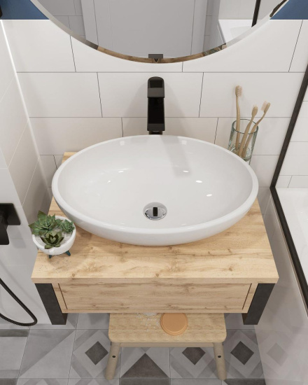 Тумба с раковиной 1MarKa Grunge Loft 60П дуб вотан