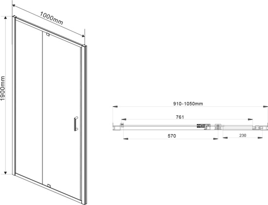 Душевой уголок Vincea Intra VSR-1I901090CH 100x90 см, профиль хром, стекло шиншилла