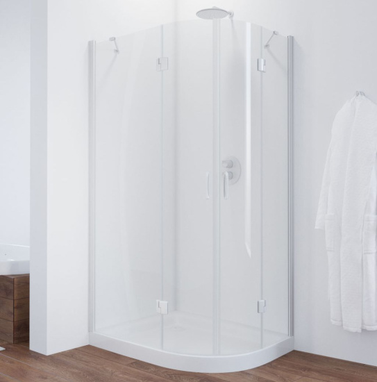 Душевой уголок Vegas Glass AFS-F 100*80 01 01 L профиль белый, стекло прозрачное
