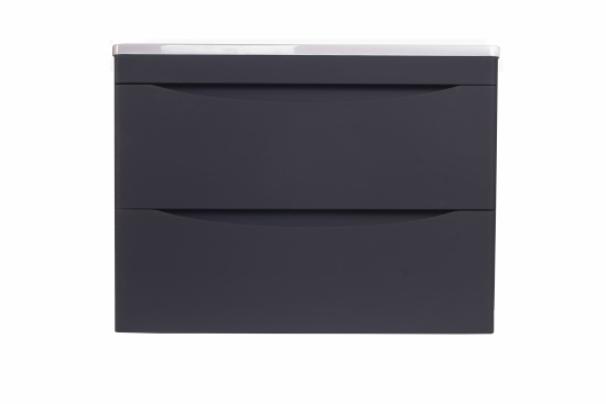 Тумба с раковиной Style Line Бергамо мини 70 2 ящика Люкс антискрейтч черная, Plus подвесная