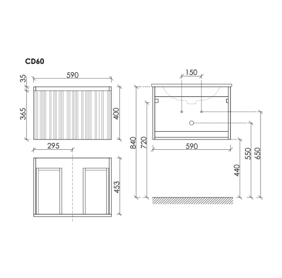 Тумба с раковиной Sancos Code 60 подвесная, серо-бежевая, раковина белая