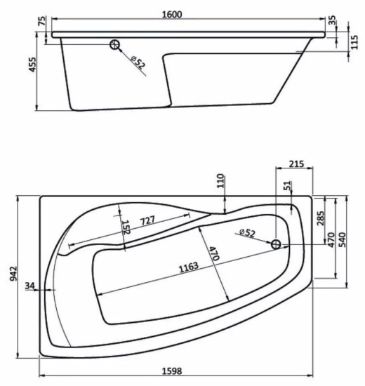 Акриловая ванна Santek Майорка XL 160х95 см R/L
