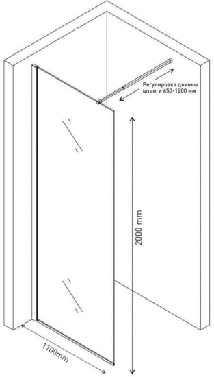 Душевая перегородка Berges Sky Black 064011 110x200, профиль черный