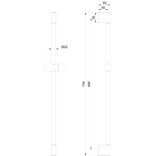 Душевая штанга Wonzon & Woghand WW-SL03-CR