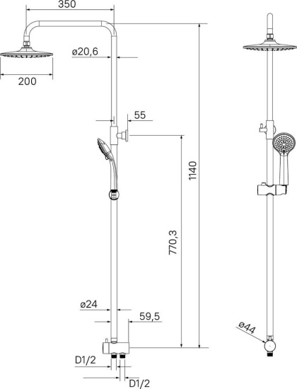 Душевая стойка Milardo Shower Set 3703F24M76