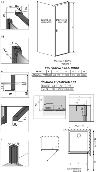 Душевой уголок Radaway Nes Black KDJ I Frame 100x70 R