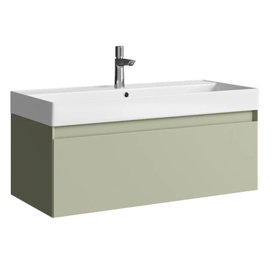 Тумба с раковиной Aqwella 5 stars Geometria 100 подвесная, 1 ящик, шалфей зеленый