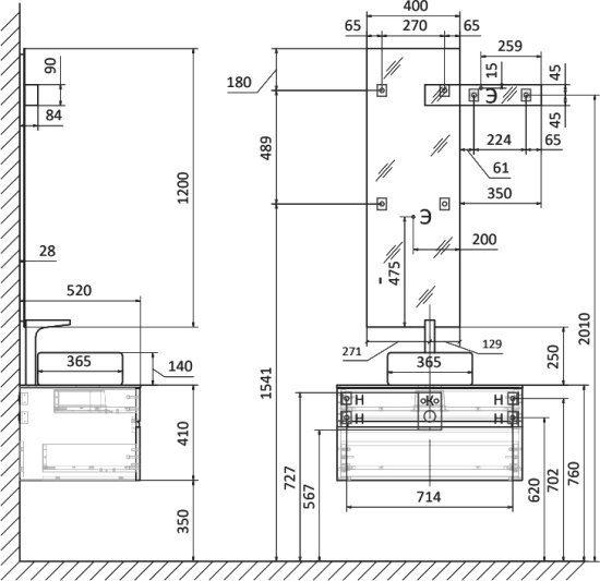 Мебель для ванной Raval Decent 80 антрацит