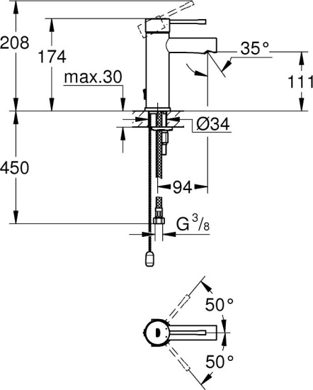 Смеситель для раковины Grohe Essence New 32899001 хром