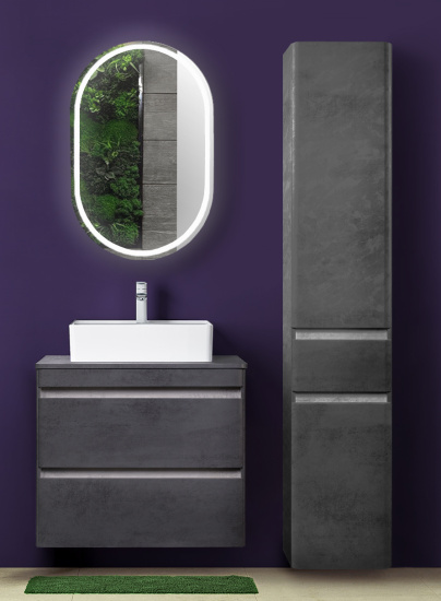 Тумба с раковиной Style Line Атлантика 70, Люкс бетон темный Plus со столешницей