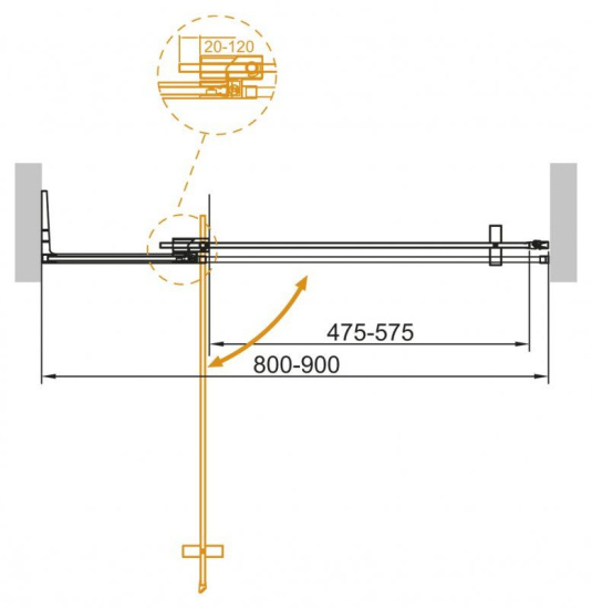 Душевая дверь в нишу Cezares Slider-B-1-90/100-GRIGIO-NERO
