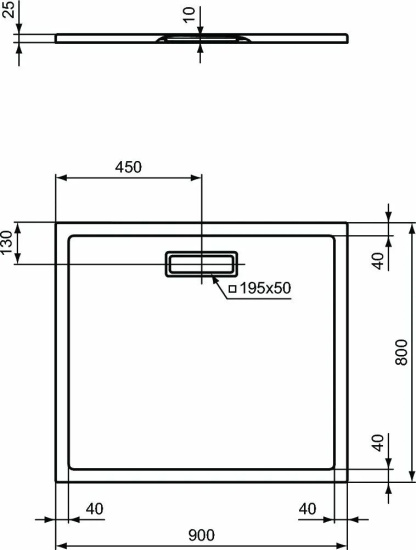 Поддон для душа Ideal Standard Ultra Flat New 90x80 прямоугольный
