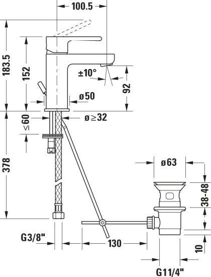 Смеситель для раковины Duravit B.2 B21010002010 хром