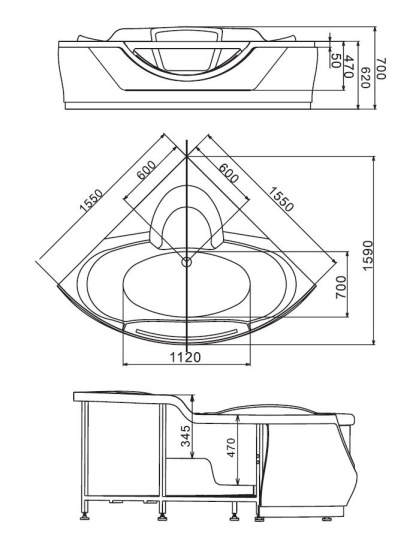 Акриловая ванна Gemy G9025 II B
